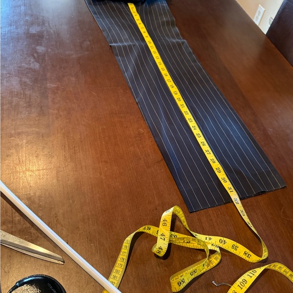 GUC DOLCE & GABBANA PINSTRIPE BUSINESS PANT SUIT BLACK TAN STRIPE SIZE 48 - Picture 7 of 12